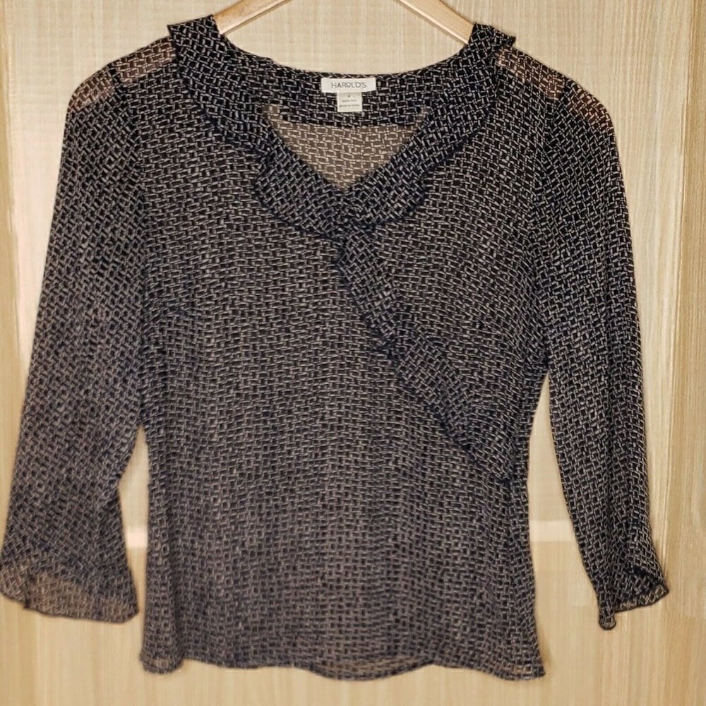 Harold's Womens Silk Semi Sheer Blouse 4